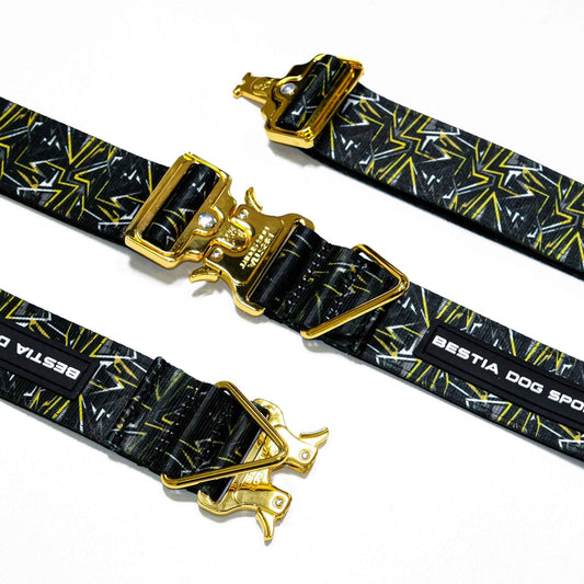 Bestia Dog Sport GripPro Print Collar - Gold - Canyon Pet Supplies