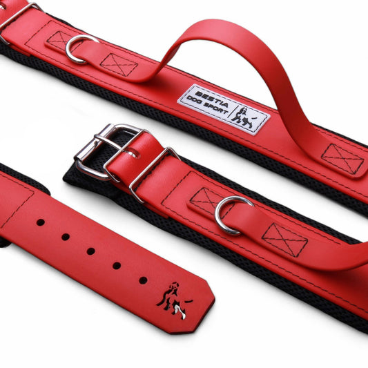 BESTIA DOG SPORT HANDLE COLLAR ALL RED - Canyon Pet Supplies