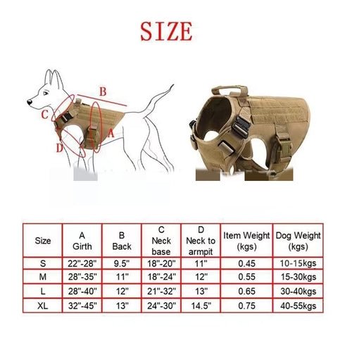 Military Dog Tactical Harness, Collar, and Leash Gear (Complete Set) - Canyon Pet Supplies'