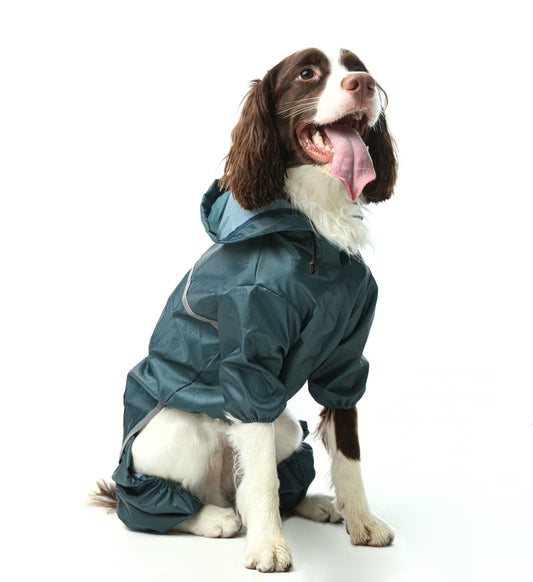 Ultralight Full covered hooded waterproof dog jacket - Blue - Canyon Pet Supplies